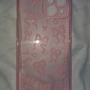 Iphone 14 - Pink Bow Glitter Protective Phone Case